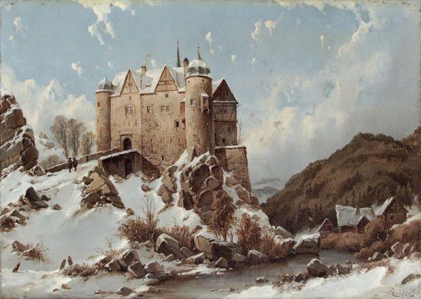 Karl Julius von Leypold Burgberg im Schnee Spain oil painting art